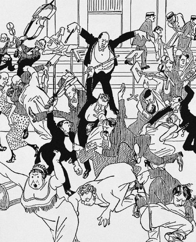 Karikatur zur Schönbergs Kammersymphonie Nr. 1 am 31. März 1913 in Wien, 1913 von Unbekannt