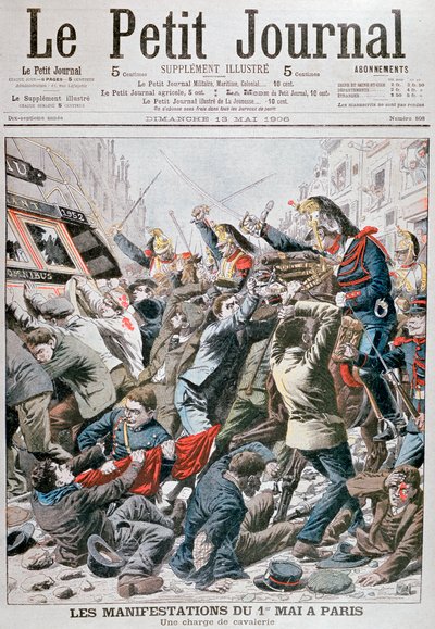 Kavallerieangriff während der Demonstration zum 1. Mai in Paris, 1906 von Unbekannt