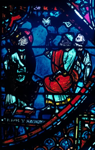 Karl der Große betrachtet die Milchstraße, Glasfenster, Kathedrale von Chartres, Frankreich, ca. 1225 von Unbekannt