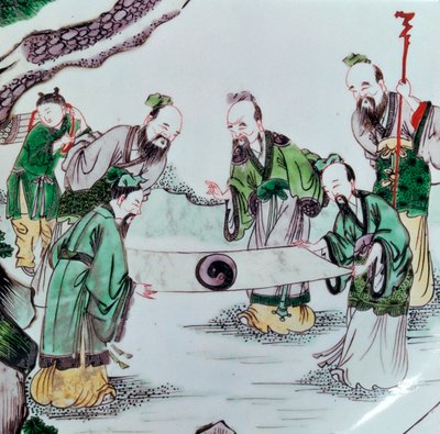 Chinesische Schale mit einer Wahrsageszene, 17. Jahrhundert von Unbekannt