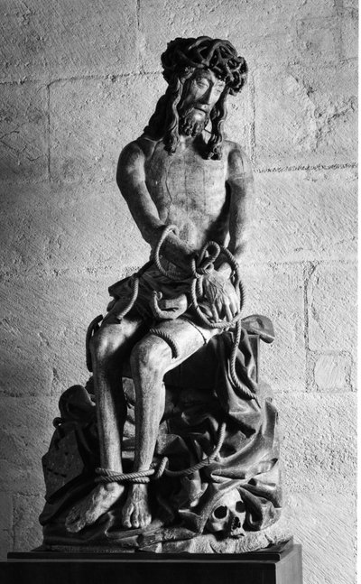 Christus mit Fesseln Skulptur. Hospices Civiles de Beaune, gegründet 1443 von Kanzler Nicolas Rolin, Beaune (Côte d