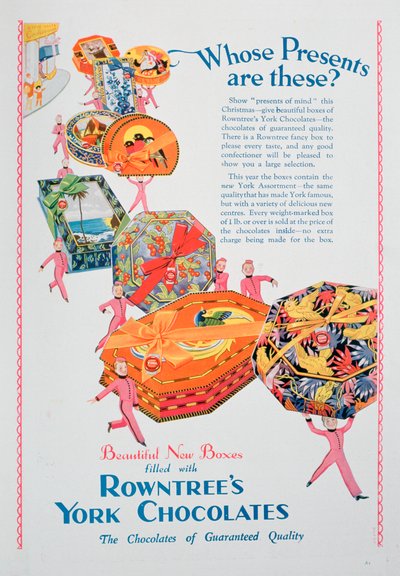 Weihnachtswerbung für Rowntrees York Chocolates, 1928 von Unbekannt