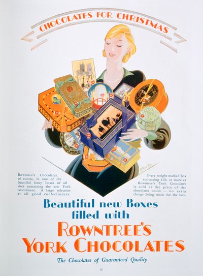 Weihnachtswerbung für Rowntrees York Chocolates, 1928 von Unbekannt
