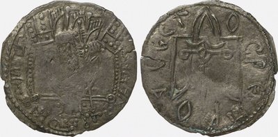 Münze Srebrennik von Großfürst Wladimir Swjatoslawitsch Rückseite: Symbol der Rurikiden, 980-1015 von Unbekannt