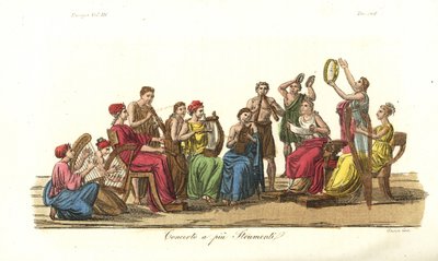 Konzert mit vielen Instrumenten, antikes Griechenland von Unbekannt