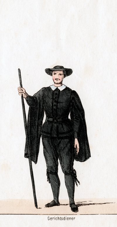 Gerichtsdiener, Kostümentwurf für Shakespeares Stück, Heinrich VIII., 19. Jahrhundert von Unbekannt