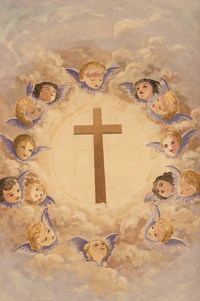 Kreuz und Engel, Montmin, Frankreich von Unbekannt