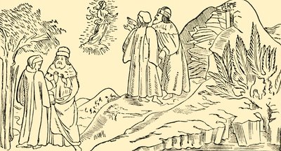 Dante im Fegefeuer sieht die Vision von Beatrice, ca. 1930 von Unbekannt