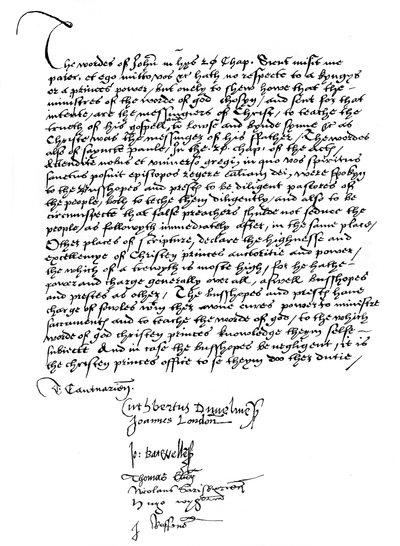 Erklärung der Bischöfe zugunsten der Macht von König Heinrich VIII., 16. Jahrhundert, 1840 von Unbekannt