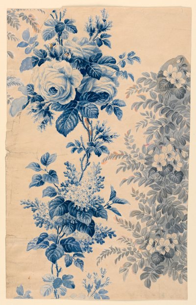 Entwurf für geblümten Stoff oder Tapete, 1880-90 von Unbekannt