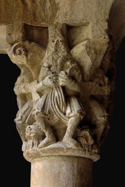 Detail eines Kapitells im Kreuzgang Sant Pere de Galligants, 12. Jahrhundert von Unbekannt