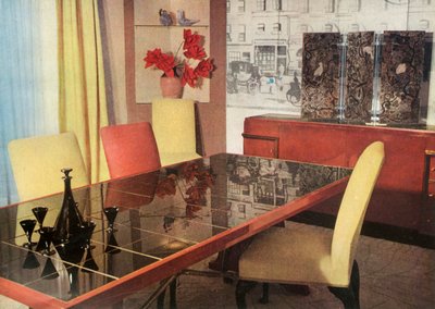 Esszimmer in Sang-de-Boeuf-Lack, von Hayes Marshall für Fortnum & Mason Ltd., London, 1937 von Unbekannt