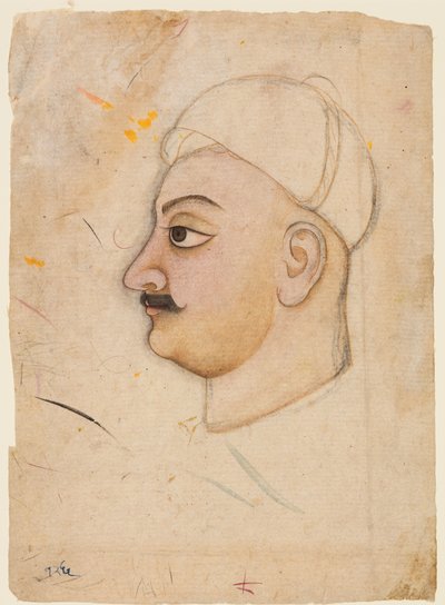 Zeichnung eines Mannes mit ungewöhnlichem Turban von Unbekannt