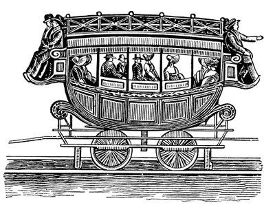 Früher amerikanischer Eisenbahnwagen, übernommen vom Straßenverkehr von Unbekannt