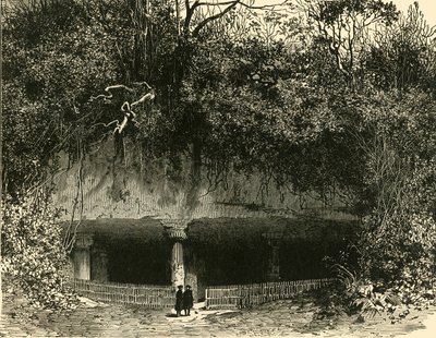 Eingang der Höhle bei Elephanta, Bombay Präsidentschaft von Unbekannt