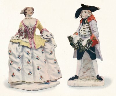 Außergewöhnlich seltene Bow-Porzellanfiguren, bemalt in Farben, um 1750 von Unbekannt