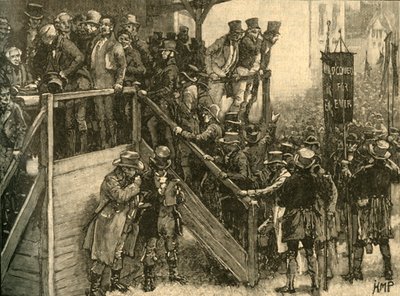Pater John Murphy führt seine Pächter zur Wahl im Clare-Nachwahl, Irland, 1828 ca. 1890 von Unbekannt