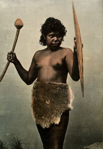 Australische Frau mit den Waffen ihres Mannes, 1900 von Unbekannt