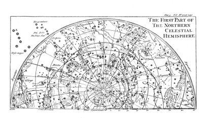Erster Teil der Sternkarte der nördlichen Himmelshemisphäre mit Sternbildern, 1747 von Unbekannt