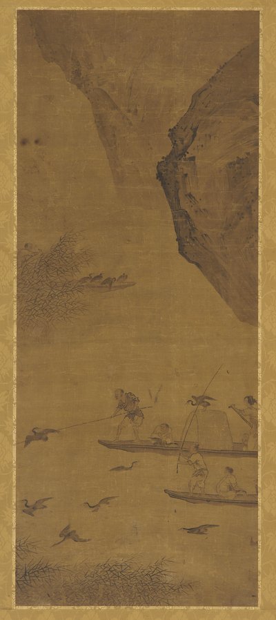 Fischen mit Kormoranen, Qing-Dynastie, 17. Jahrhundert von Unbekannt