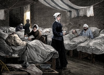 Florence Nightingale im Barackenkrankenhaus in Scutari, um 1880 von Unbekannt