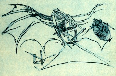 Flugmaschine entworfen von Leonardo da Vinci, ca. 1485, 1932 von Unbekannt