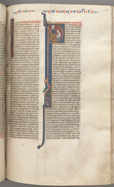 Fol. 238r, Sprüche, historisierte Initiale P, Salomo unterweist Rehabeam, um 1275-1300 von Unbekannt