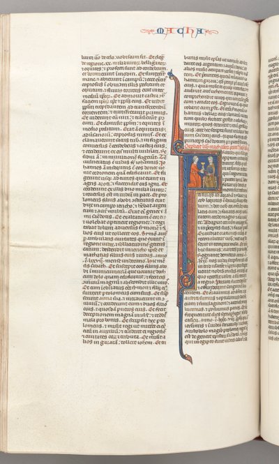 Fol. 382v, Makkabäer II, historiierte Initiale F, ein goldener Kelch, der einem Juden überreicht wird von Unbekannt