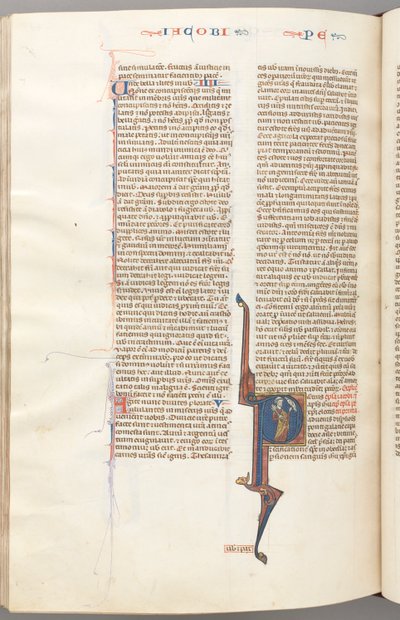 Fol. 477v, Petrus, historiierte Initiale P, Petrus mit einem Schlüssel, spricht mit der Büste Gottes oben von Unbekannt
