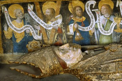Frankreich - Somme - Département 80 - Amiens - Innenansicht der Kathedrale - Kleines Vierzeiler in altem Französisch untertitelt - „Das Martyrium des heiligen Firmin“ (Firmin von Amiens oder Pamplona, 272-303), mit St. Peter, St. Andreas und St. Johannes d von Unbekannt