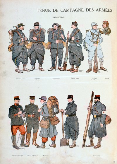 Französische Armeeuniformen, Erster Weltkrieg, 1914 von Unbekannt