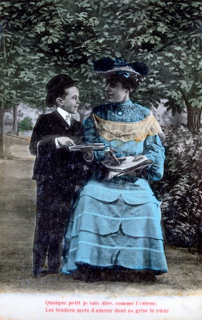 Französische romantische Postkarte, ca. 1900 von Unbekannt