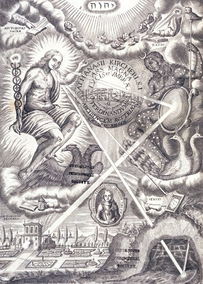 Frontispiz aus Athanasius Kirchers Ars Magna Lucis Et Umbrae von Unbekannt