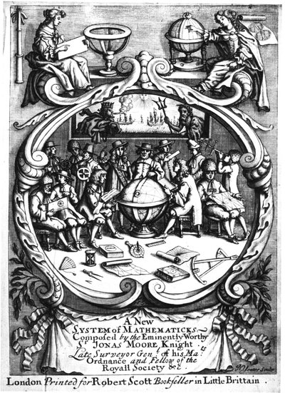 Frontispiz von A New System of Mathematicks von Jonas Moore, 1681 von Unbekannt