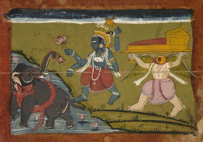 Gajendra Moksha: Die Erlösung des Königs der Elefanten, 1800er Jahre von Unbekannt