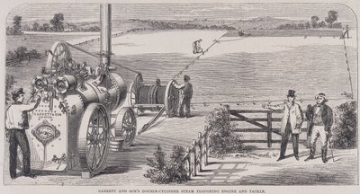 Garrett & Sons Doppelzylinder-Dampfpflugmaschine und Ausrüstung, um 1862 von Unbekannt