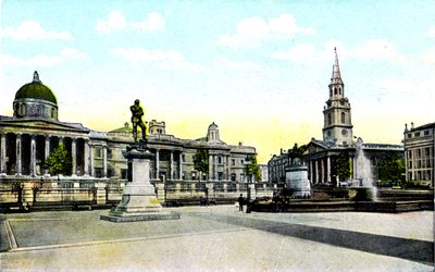 Gordon-Statue und Nationalgalerie, Trafalgar Square, London von Unbekannt
