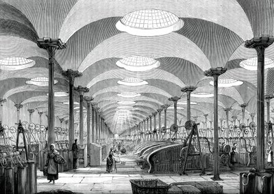 Großer Saal in der Flachsmühle von Messrs Marshall, Leeds, ca. 1880 von Unbekannt