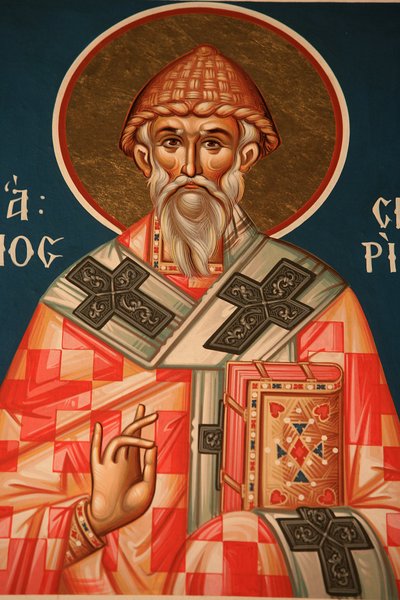 Griechisch-orthodoxe Ikone, die den Heiligen Spiridon darstellt, Thessaloniki, Griechenland von Unbekannt