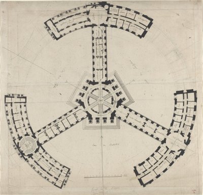 Grundriss für eine Akademie der Schönen Künste, 1750-1790 von Unbekannt