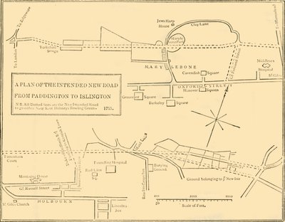 Grundriss der neuen Straße von Islington zur Edgware Road von Unbekannt