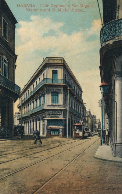 Habana. Calle Neptuno y San Miguel. Neptuno und St. Michel Straße, 1916 von Unbekannt