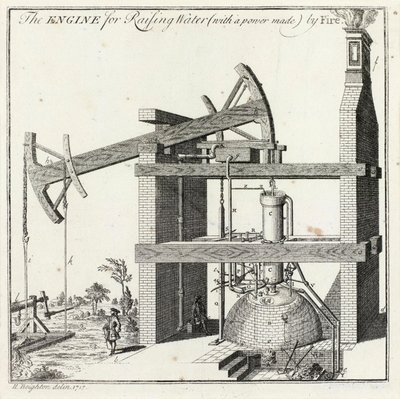 Henry Beightons Gravur der Newcomen-Maschine in Griff von Unbekannt