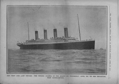 Ihre erste und letzte Reise: die Titanic passiert den Solent am Mittwoch, 10. April 1912 von Unbekannt