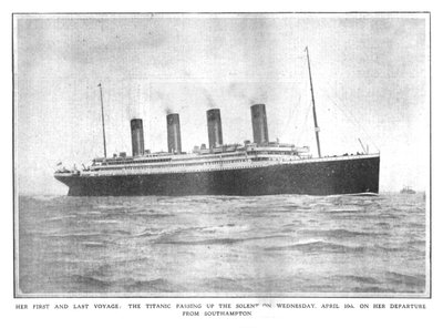 Ihre erste und letzte Reise: die Titanic passiert den Solent am Mittwoch, 10. April 1912 von Unbekannt
