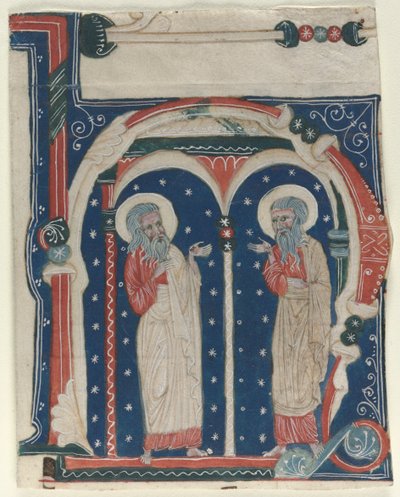 Historisierte Initiale H aus einem Antiphonar: SS. Paul der Einsiedler und Antonius, c1200-1230 von Unbekannt