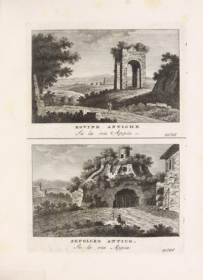Illustration aus dem Buch Vedute antiche e moderne le più interessanti della città di Roma von unbekanntem Autor, veröffentlicht von Presso Venanzio Monaldini, Stefano Piale in Piazza di Spagna (Italien, ca. 1820) von Unbekannt