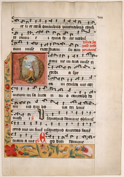 Initiale D mit König David, aus einem Zisterziensergraduale, ca. 1524 von Unbekannt