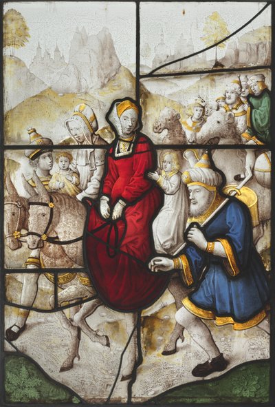 Jakob kehrt mit Rahel und Lea nach Kanaan zurück, verfolgt von Laban, c. 1525 von Unbekannt