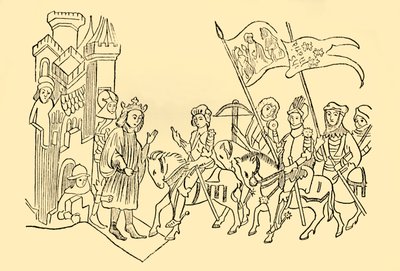 Johanna von Orléans kommt an den Hof des französischen Königs, um 1930 von Unbekannt